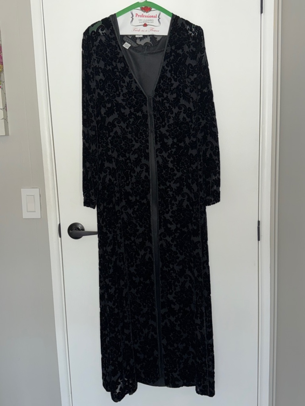 Spenser Jeremy 100% Silk Black Maxi Dress w/ Velvet Dusk Jacket ~ Small